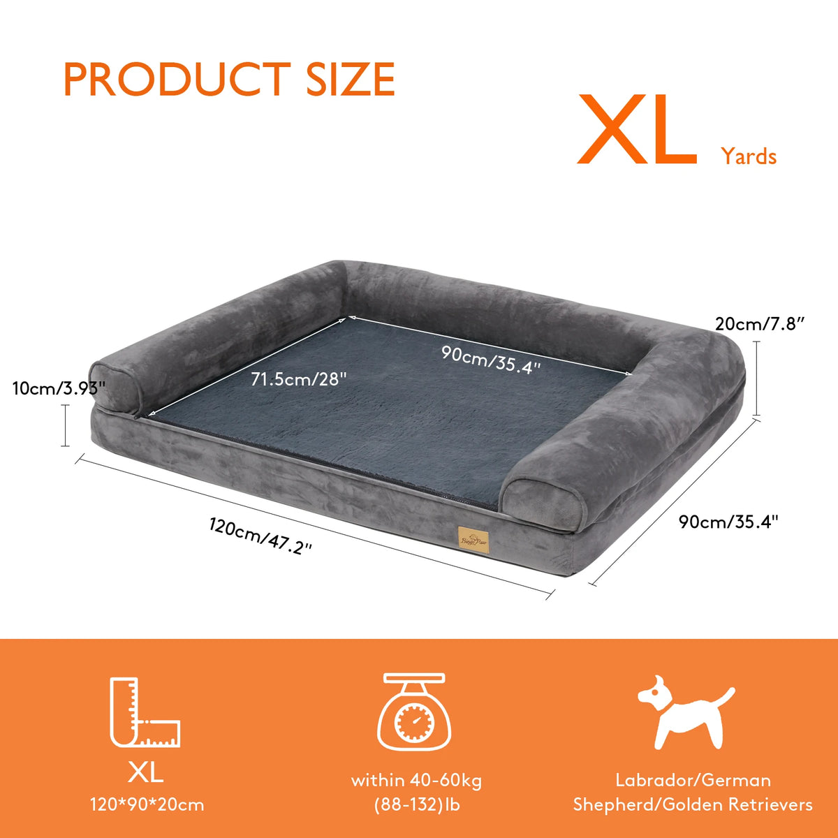 Extra Large Orthopedic Dog Bed Mattress with Removable Washable Cover