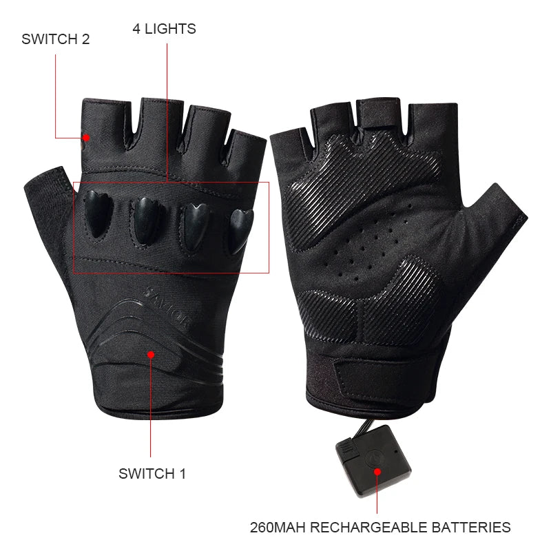 Daywolf LED Gloves for Outdoor Night Hiking and Cycling Green