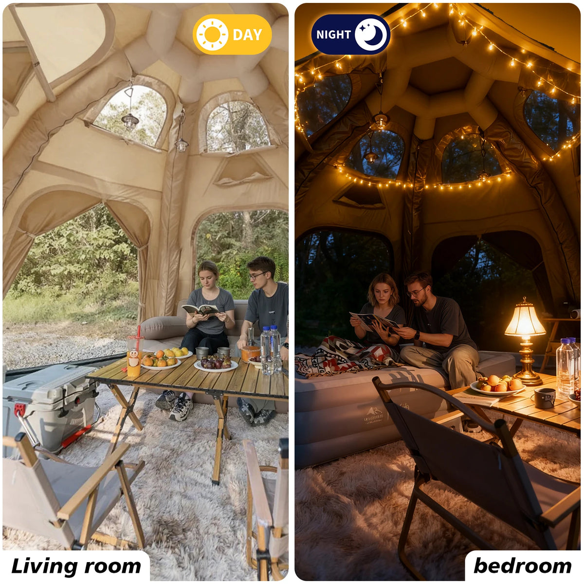 Inflatable Glamping Dome Tent 420D Oxford Family Camping Tent
