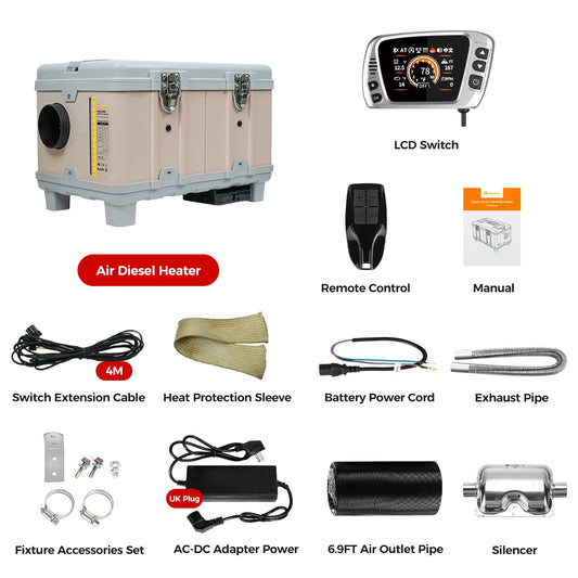 8KW 12V/110-240V Toolbox TB10 Diesel Air Heater LCD & bluetooth With Altitude Mode Parking Heater For Cars RV Camper Tent