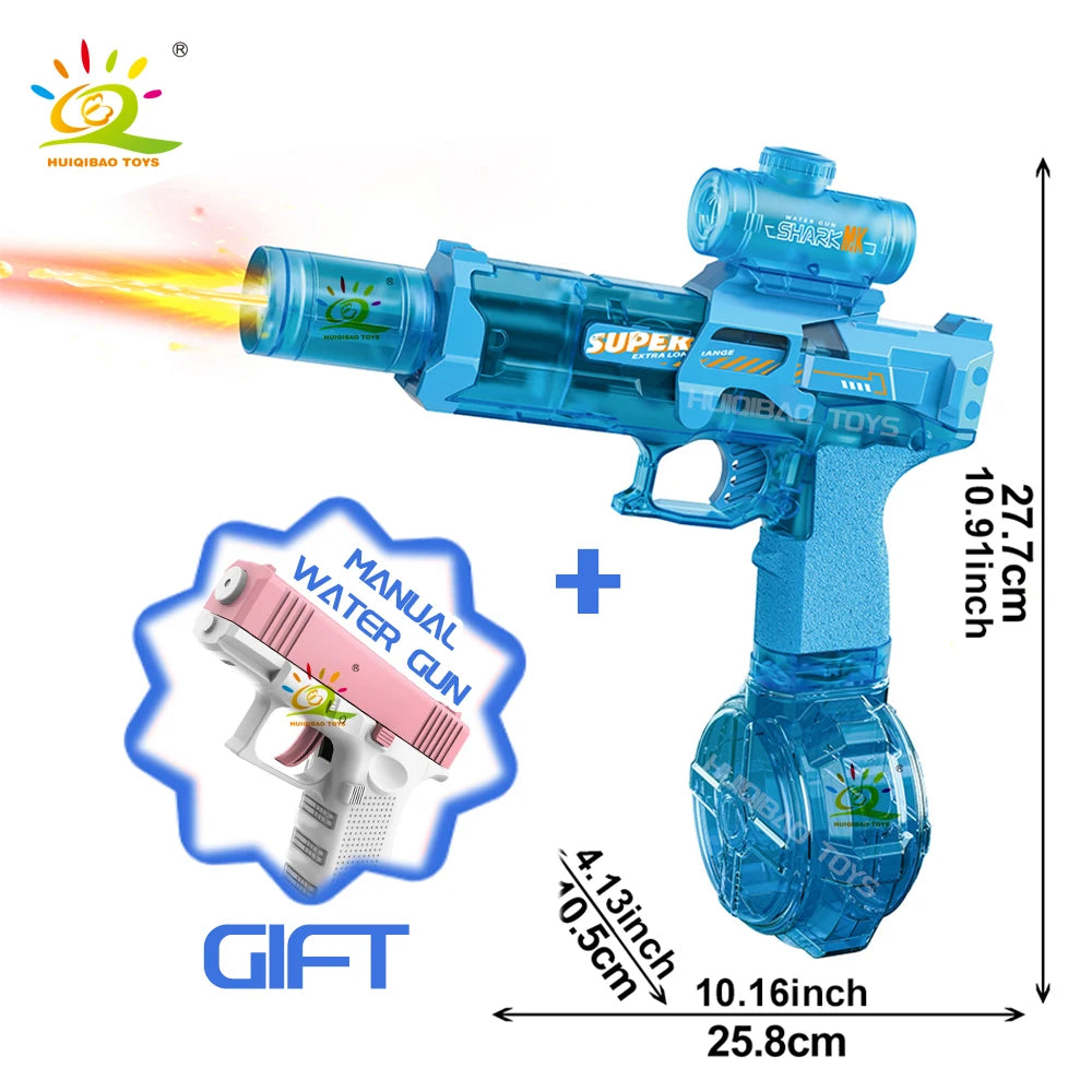 HUIQIBAO Electric Pulse Water Gun With Flame Sensor Light Toy For Outdoor Beach