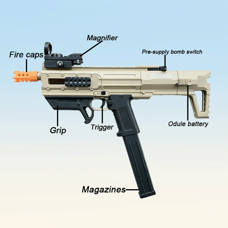 Rechargeable electric toy gun, equipped with a scope and bullet magazine - high performance - power air gun/RPG-style rifle, rea