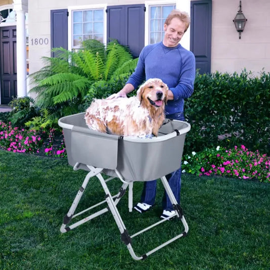 Elevated Dog Bath Tubs Foldable Pet Bathing Station for Medium to Large Dogs