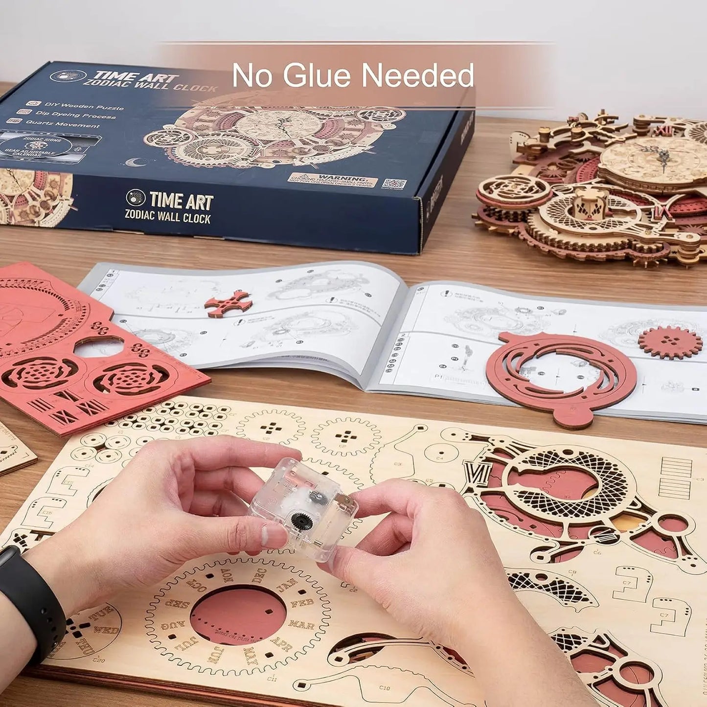 Robotime Wall Clock 3D Wooden Puzzle Wooden Set Mechanical Building Kits Wooden Puzzle Game Children Gift Best Christmas Gift