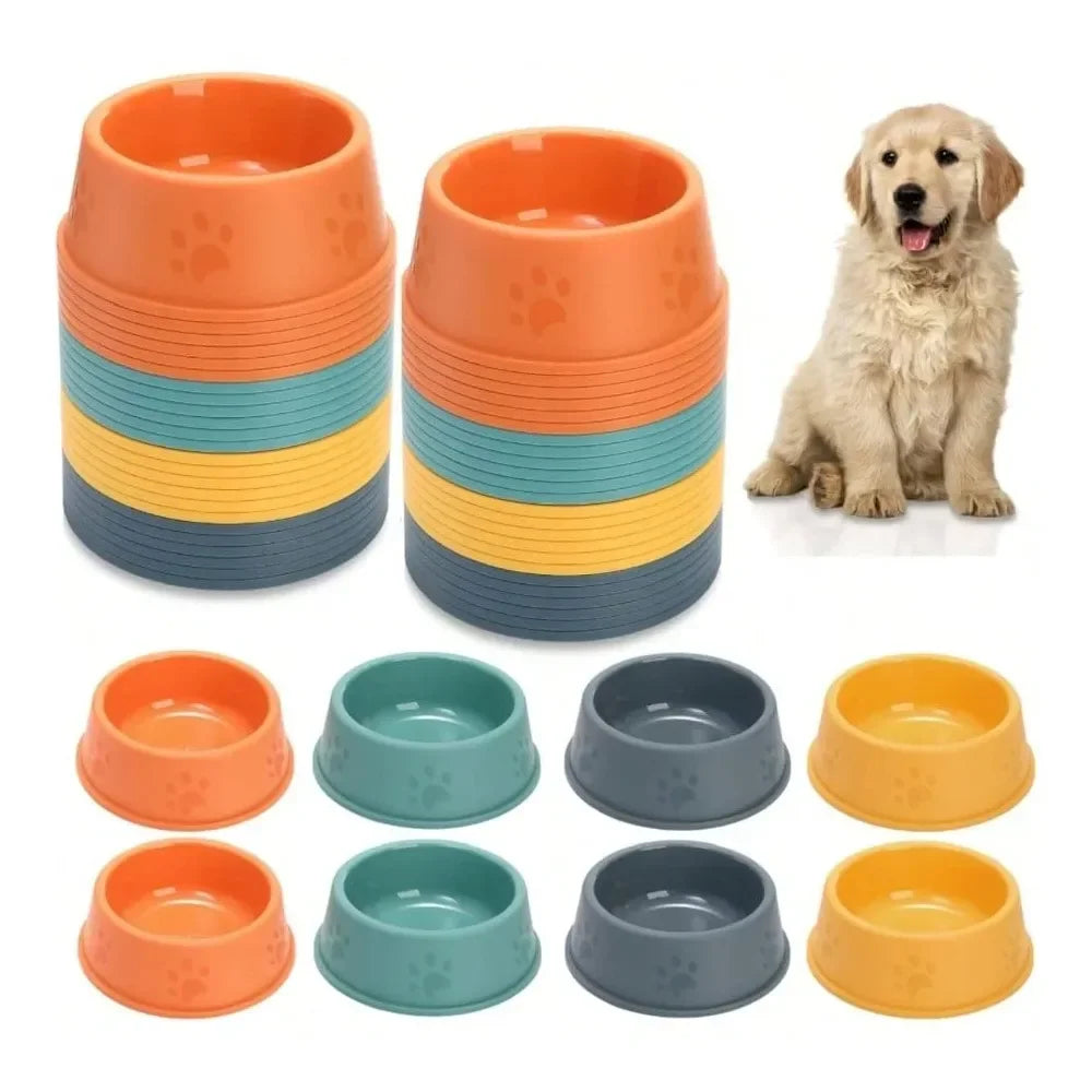 Dog Supplies Dogs Accessories Pack Plastic Dog Bowl, 10 Oz Reusable Pet Food And Bowl With Cute Print, Stackable Puppy Feeding B