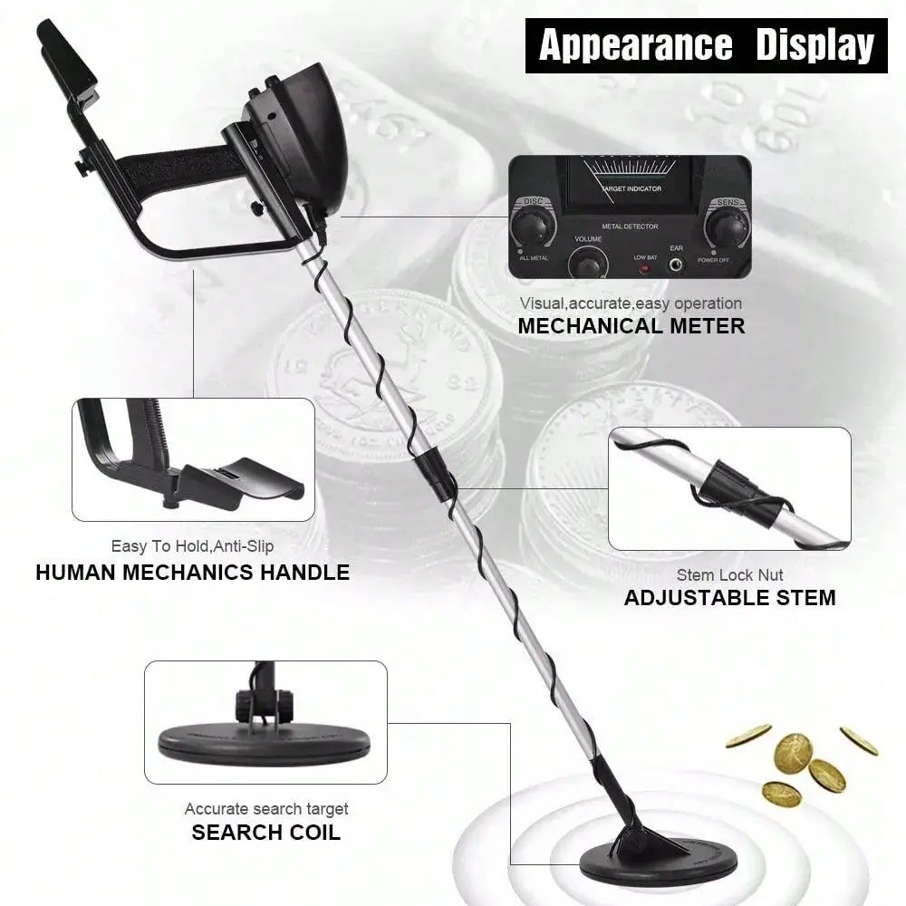 Metal Detectors, HighPerformance Waterproof Gold Digger, Adjustable Stem, 8 Coil With Folding Shovel Lightweight Metal Detector