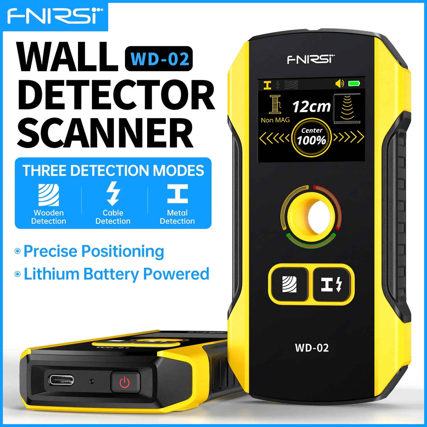 FNIRSI WD-01 WD-02 Metal Detector Multifunction Wall Detector Decoration Precise Positioning of Holes AC wires Metal Wood