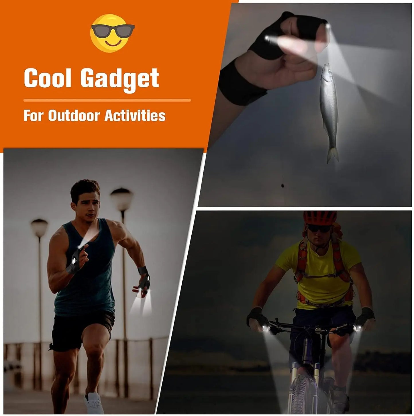 LED Half Finger Gloves For Outdoor Night Fishing And Cycling