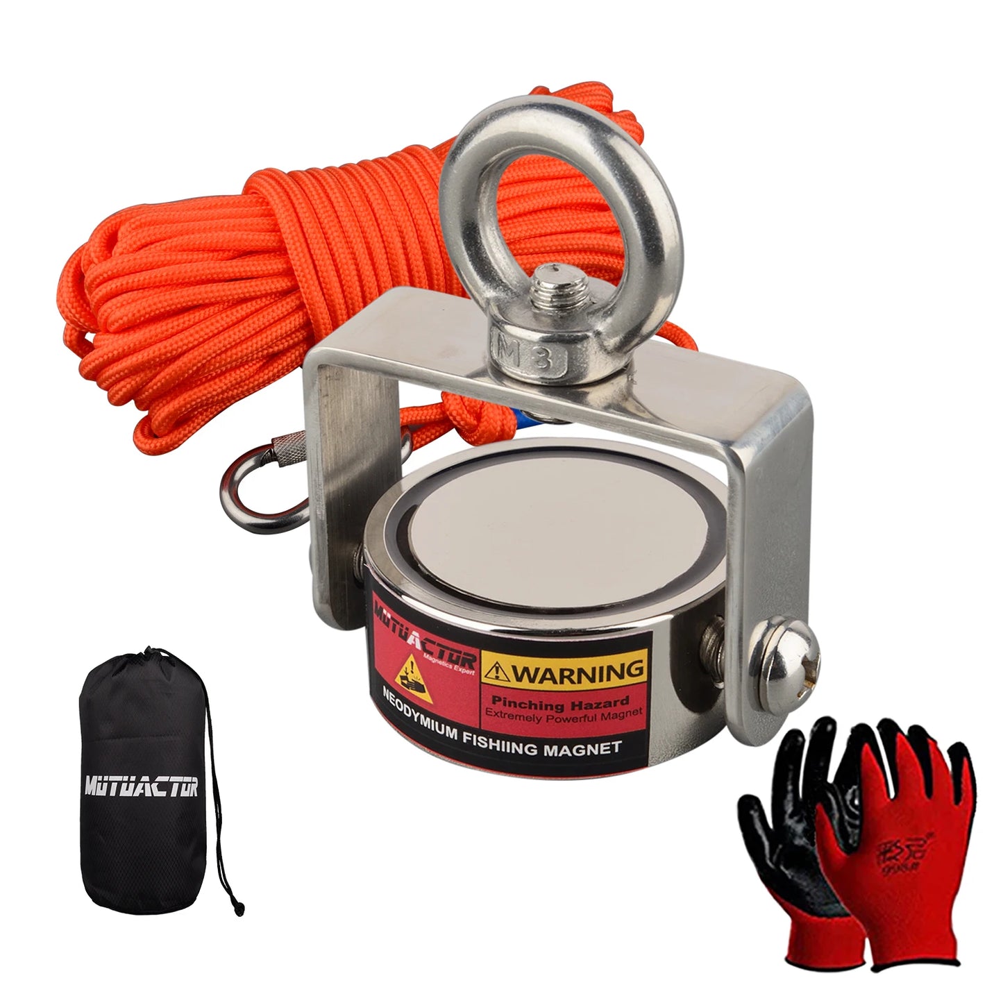160KG*2 Strong Neodymium Magnet Double Side Search Magnetic Super Power Salvage Fishing Magnet with Searching Rope