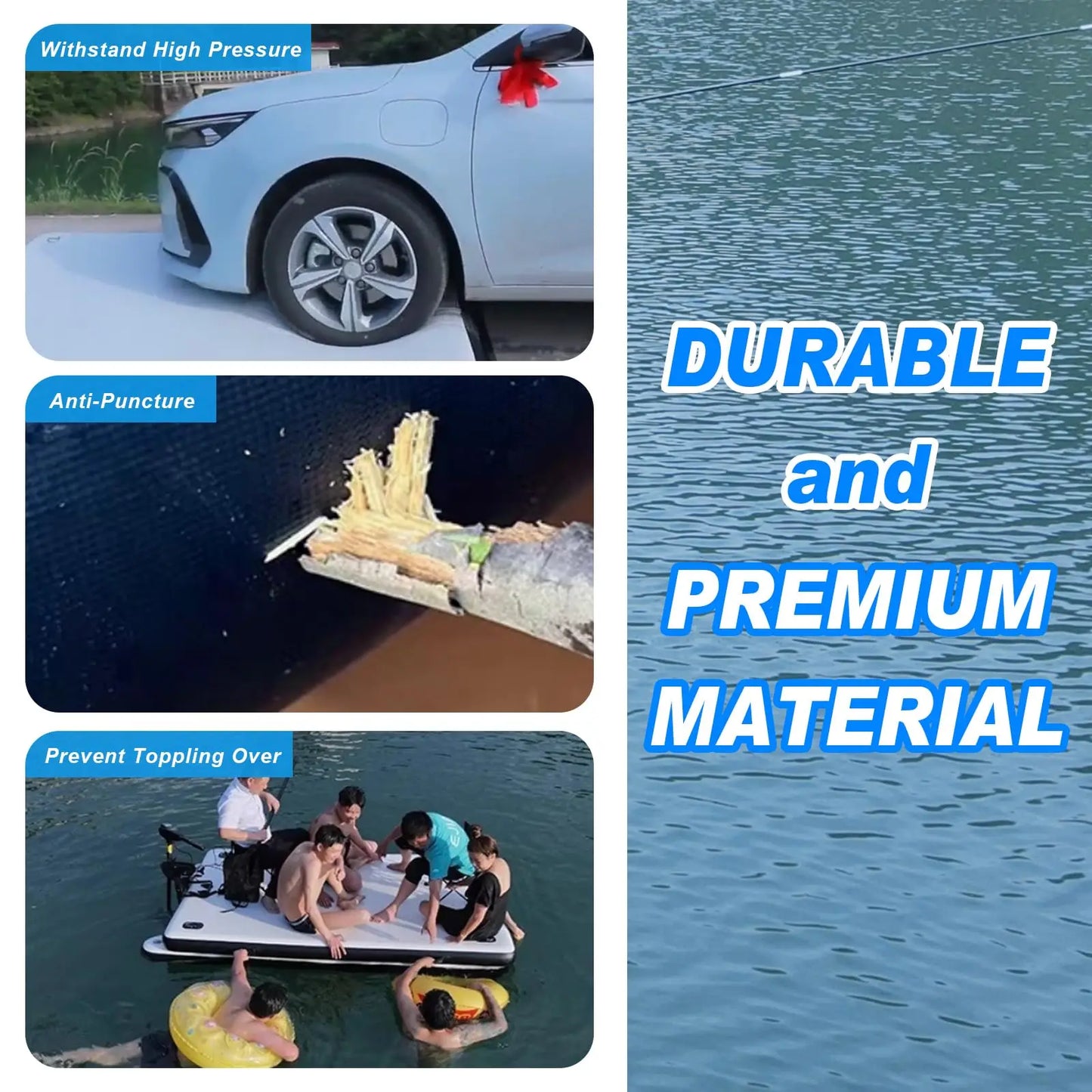 Inflatable Floating Dock 6.5ft 8ft Inflatable Air Dock Platform with 2 Bottom Pontoons Inflatable Fishing Dock for Boating River