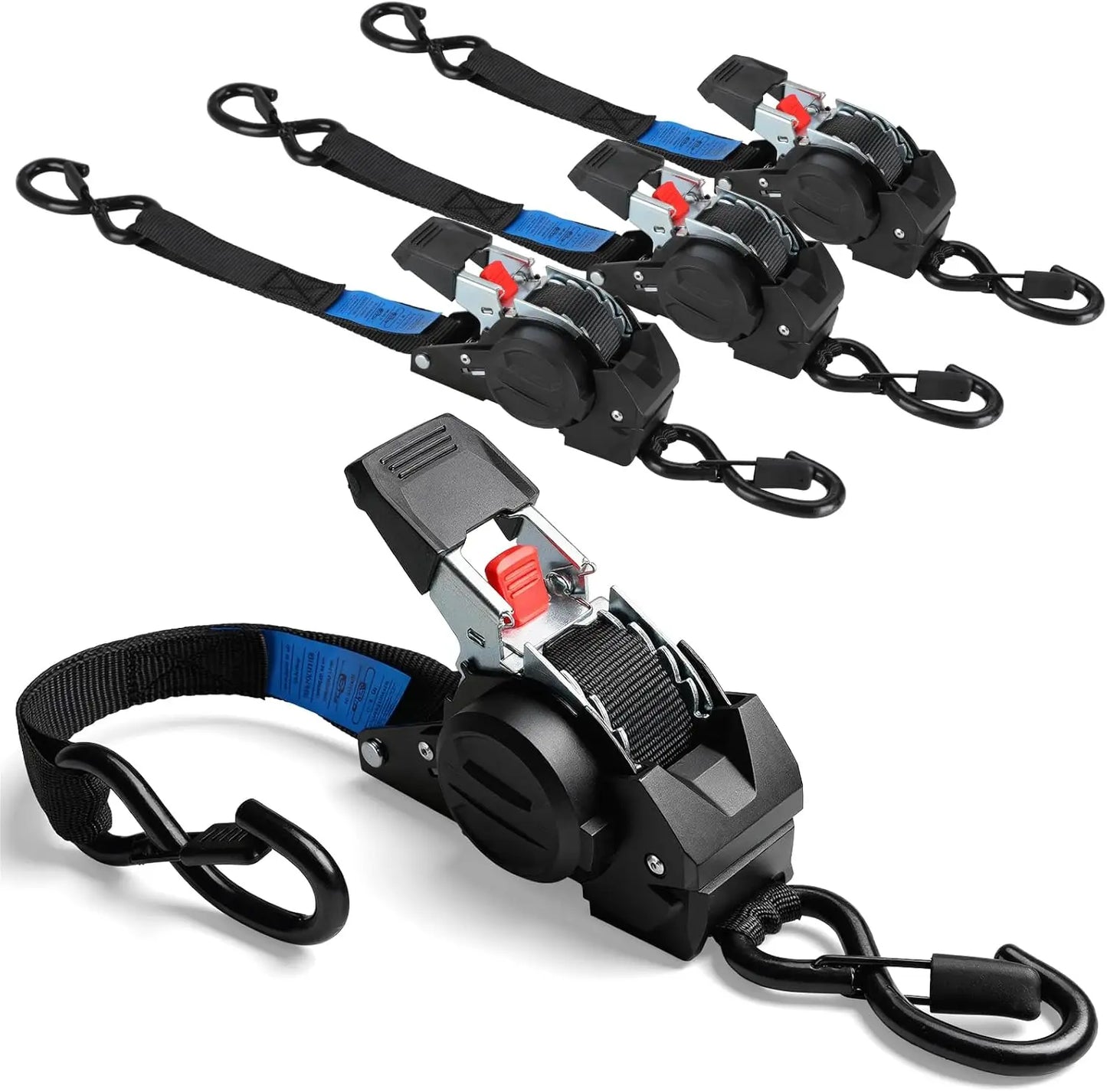 Automatic Ratchet Straps 3M X 25mm Self Retracting Tie Down Straps With S Hooks