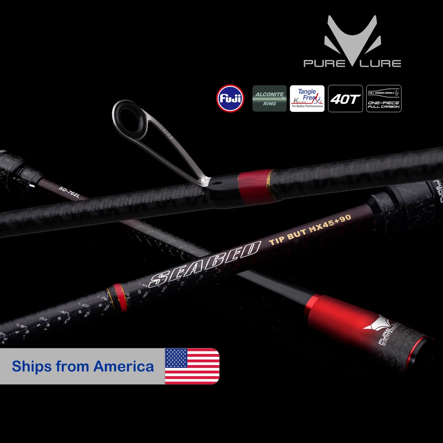 PURELURE Seabed Light Fishing Rod 40T + Small 4-Axis Caron Fiber Spinning Rod 2 Piece One-Piece Carbon Handle Fuji Alconite Guide Fuji Reel Seat Small Bait Shore Casting Rod