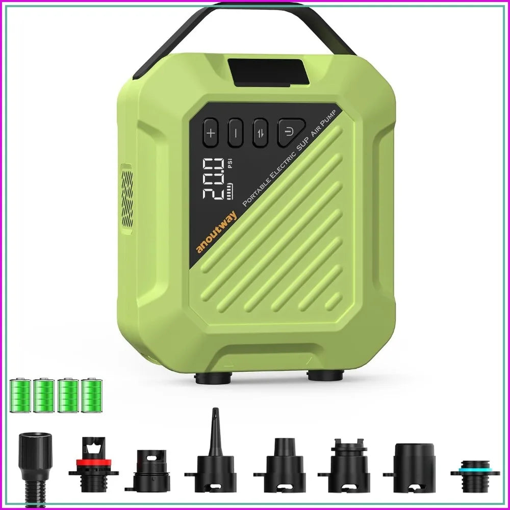 20PSI Electric SUP Pump, Dual Stage Auto-Off, Fast Inflation for Paddle Boards, Kites, Tents