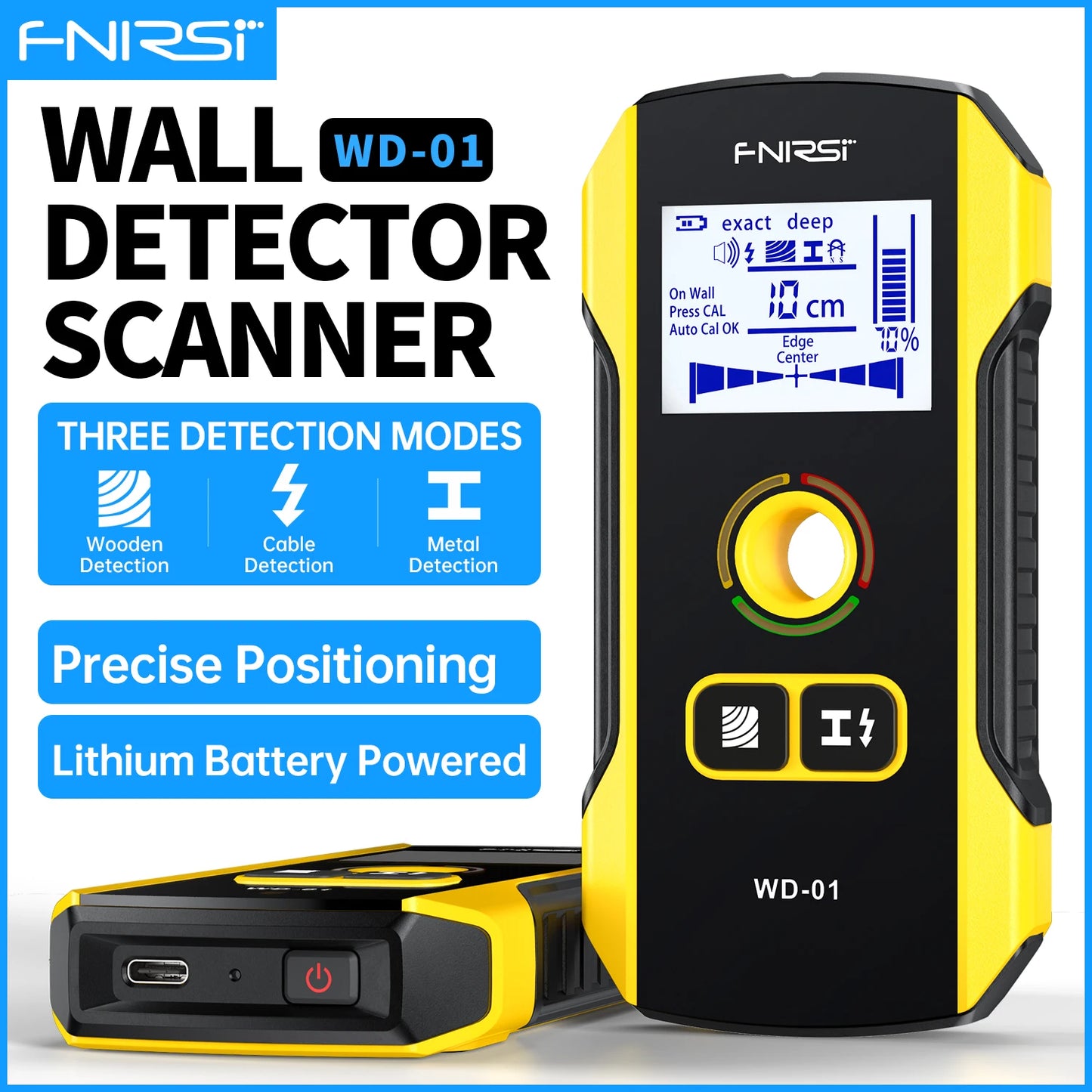 FNIRSI WD-01 WD-02 Metal Detector Multifunction Wall Detector Decoration Precise Positioning of Holes AC wires Metal Wood