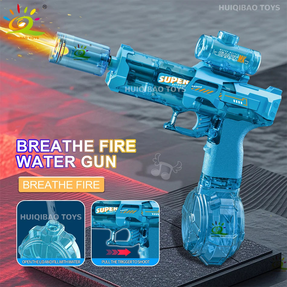 HUIQIBAO Electric Pulse Water Gun With Flame Sensor Light Toy For Outdoor Beach