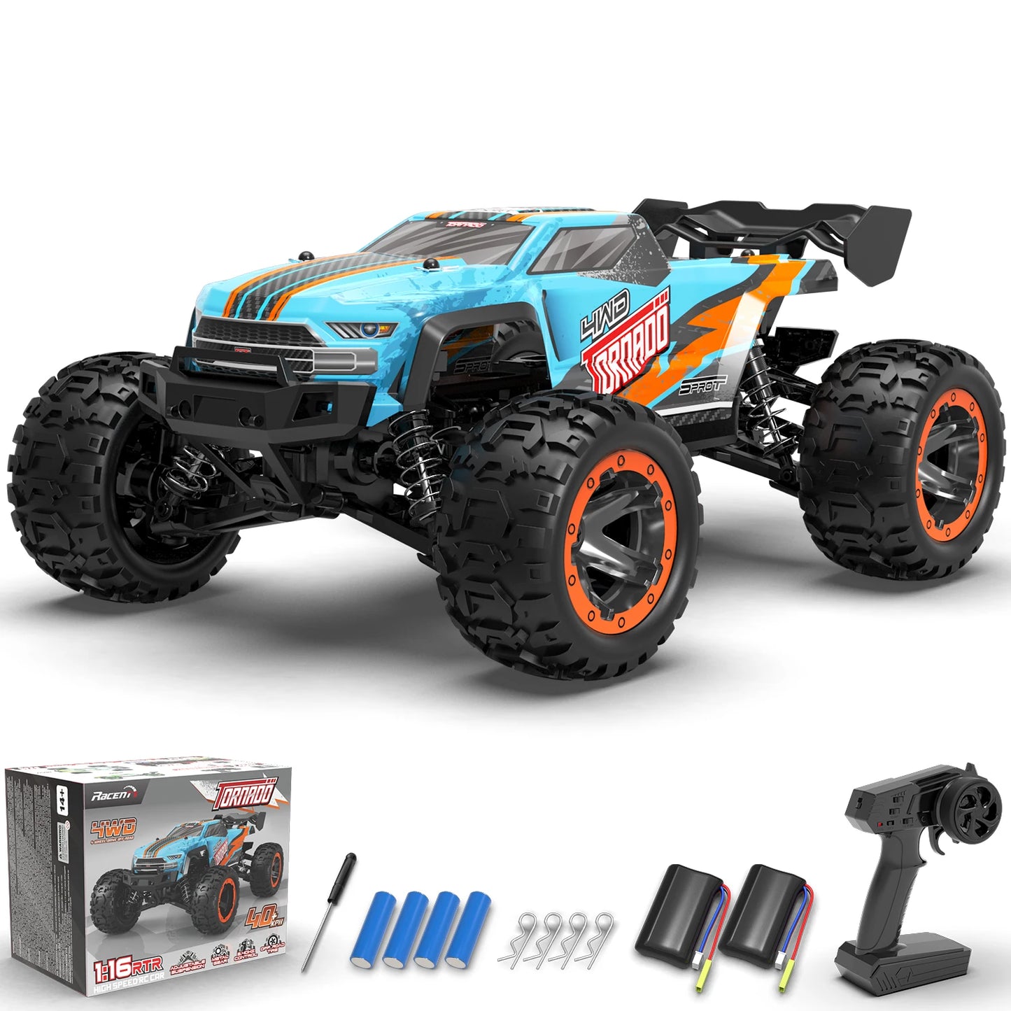 RACENT RC Truck 1:16 4x4 All Terrain RC Car 40KPH High Speed Remote Control Cars for Adults