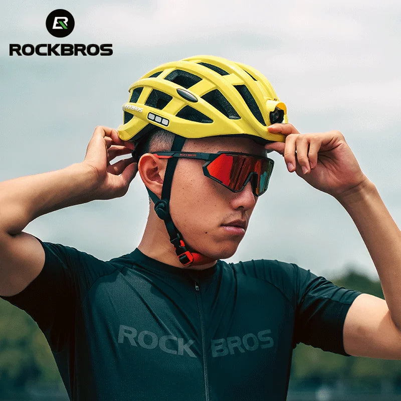 ROCKBROS Cycling Light Helmet USB Charging Electric LED Front Light Helmet Night Cycling Safety Helmet Bicycle Scooter Helmet