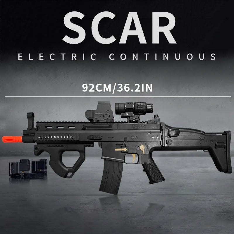 SCAR Electric Gel Ball Gun[7.4v High-Speed Continuous Shooting Upgraded Version]Automatic Continuous Shooting Mode And Linkage