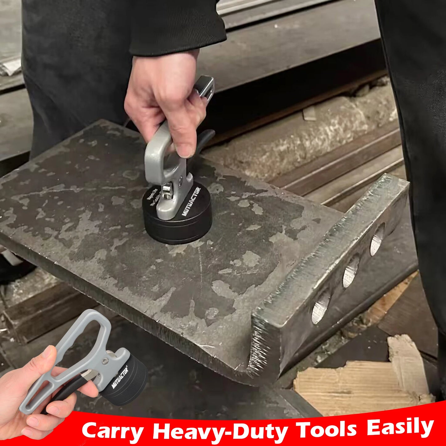 Heavy Duty Strong Magnetic Pickup Tool Magnet Lifting Quick Release Portable Material  Collector Ergonomic Handle  Iron Plate