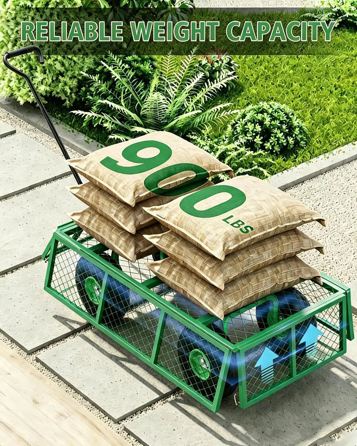 Heavy Duty All Terrain Garden Cart With Removable Sides And Rotating Handle