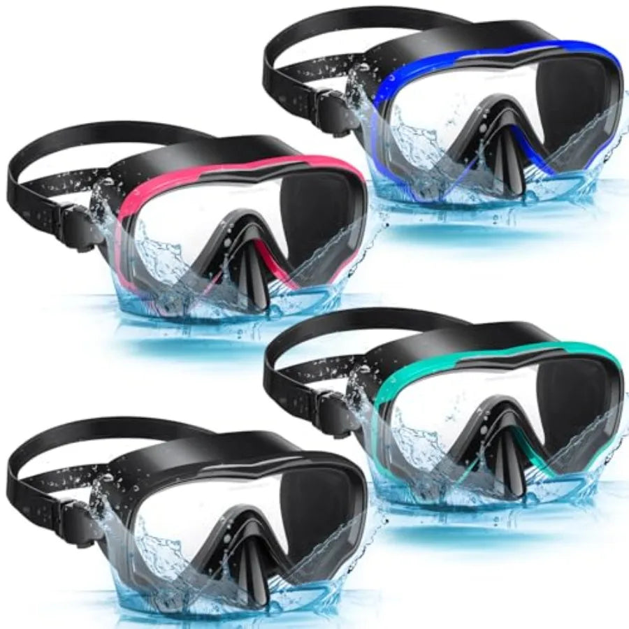 4 Pcs Snorkeling Goggles for Adults Scuba Diving Mask Anti Fog Dive Mask Snorkeling Gear for Men Women Panoramic Swimming Goggl