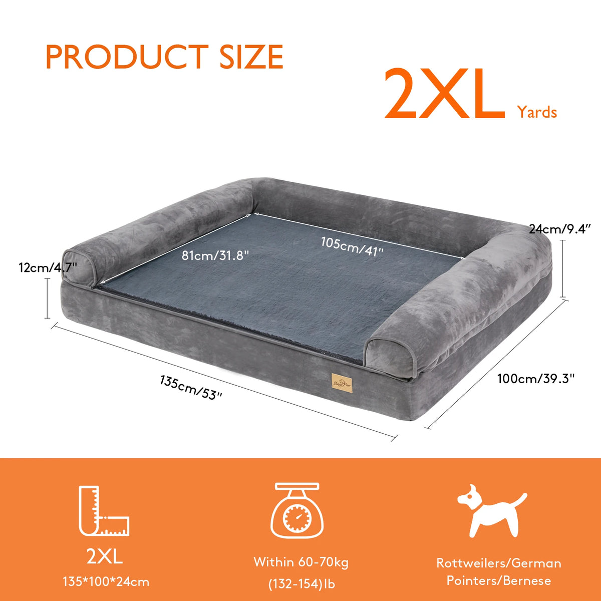 Extra Large Orthopedic Dog Bed Mattress with Removable Washable Cover