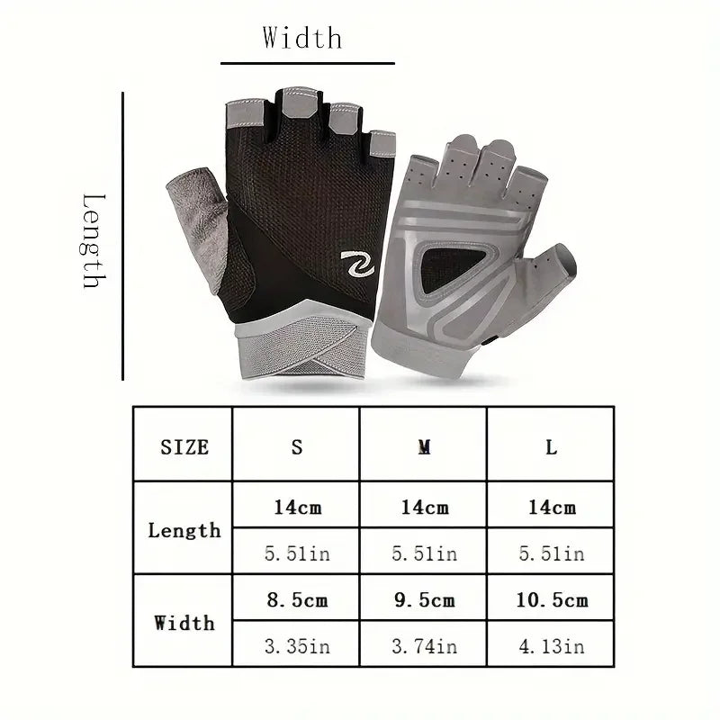 1 Pair Unisex Sports Gloves, Half Finger Fitness Gloves, Non-Slip Outdoor Riding & Fishing Gloves