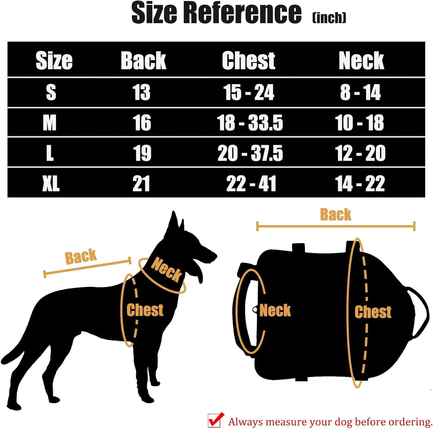 Adjustable Tactical Dog Harness with Pouches, No-Pull Vest for Large Medium Dogs, Handle for Walking Hiking Training (Khaki, L)
