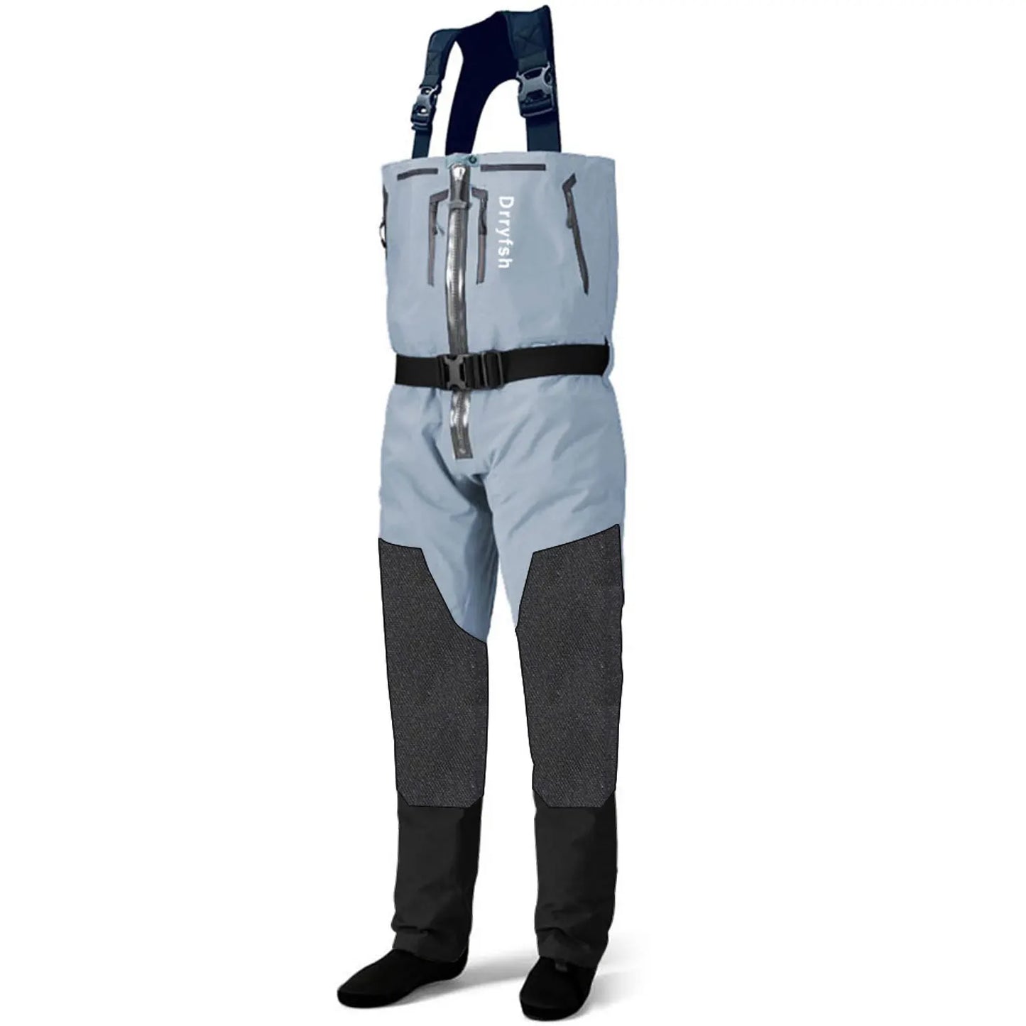 Mens Waders Zipper Front Stockingfoot Outdoor Breathable Chest Fishing Wading Pants Zip Waders