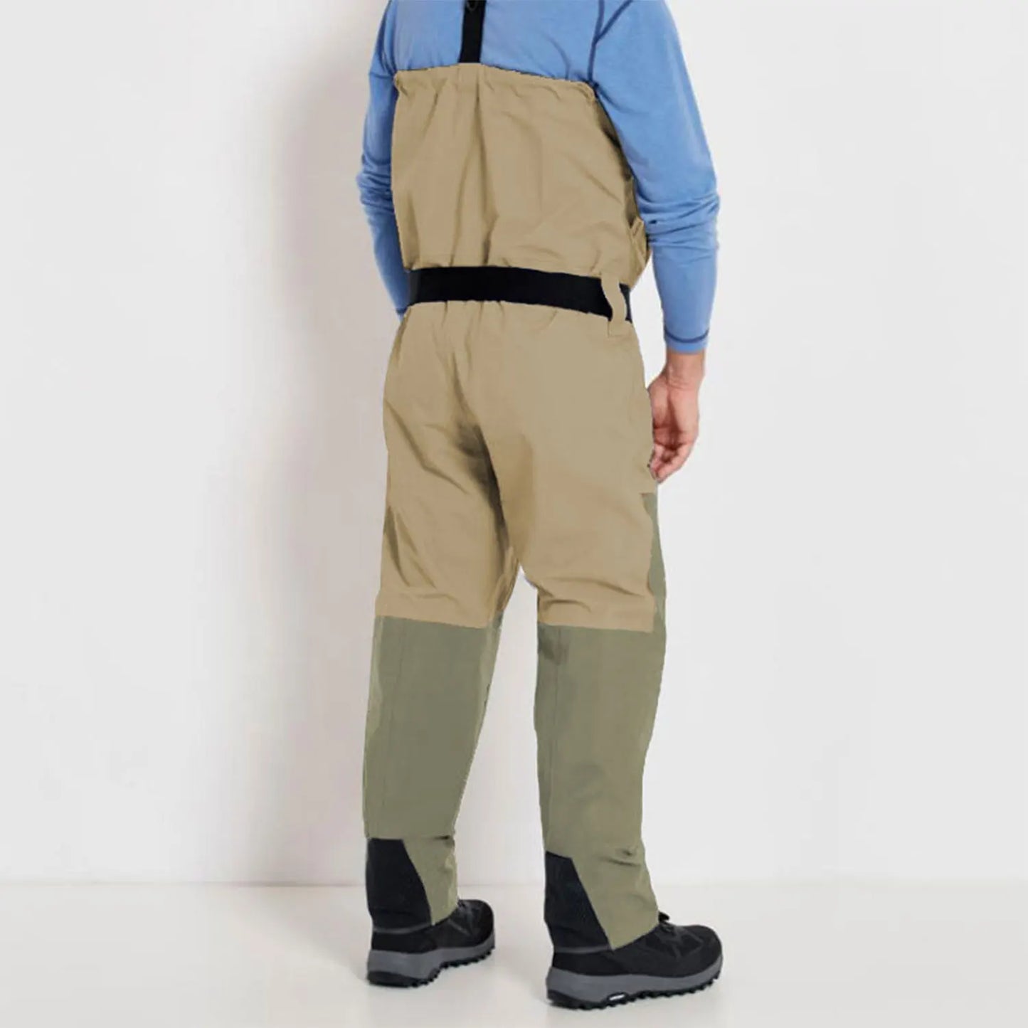 Dryfish Men Front Zipper Chest Waders Waterproof Breathable Stockingfoot Fishing Wader with Multi Pockets Adjustable Waist Belt for Fly Fishing Hunting Outdoor Stream Wading