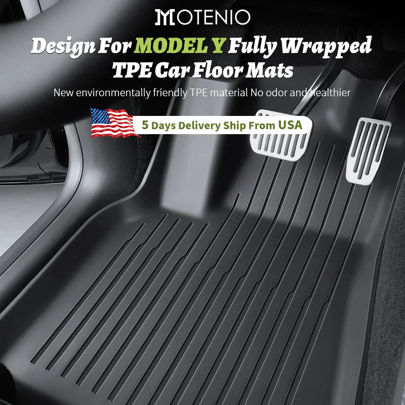 Design for Tesla Floor Mat Model Y 2020-2024 Car Trunk Mat Luggage Mat TPE Waterproof Anti-Slip Set Floor Liner Mat Accessories