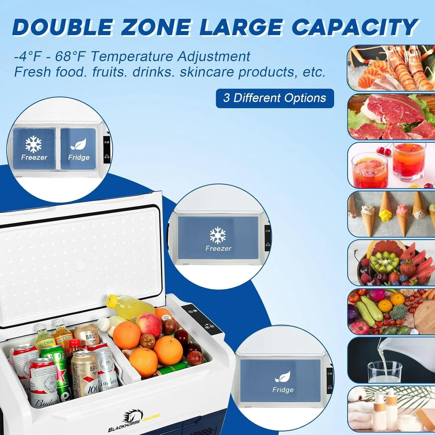 37Qt 35L Portable Car Refrigerator Freezer Dual Zone 12V