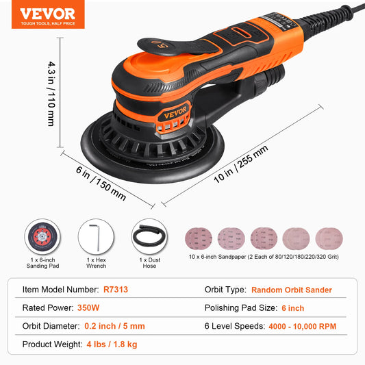 Upgrade your workshop with a quiet, powerful six-inch random orbital sander that delivers professional-grade finishes on every project.