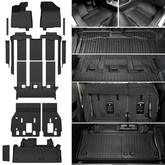 Floor Mats Set for 2021-2025 2026  Sienna 7 Seats All Weather TPE Backrest Mat Trunk Lower Well Mat Cargo Liner Door Sill Guard