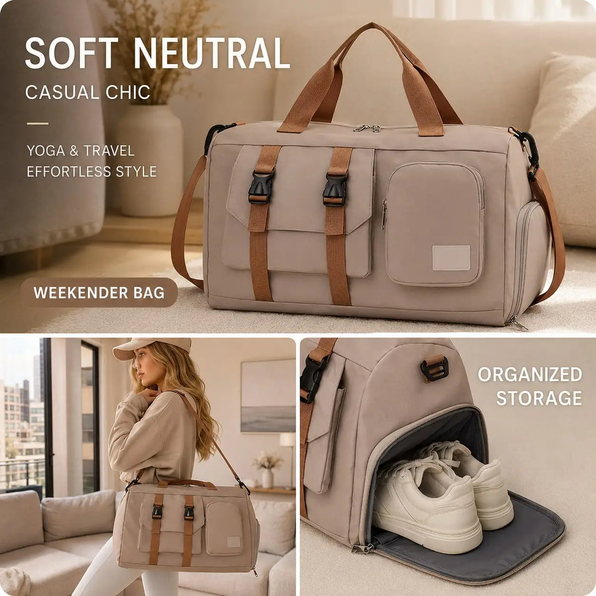 Prepare for your next adventure with a spacious travel tote designed to keep all your essentials organized while you navigate busy schedules.