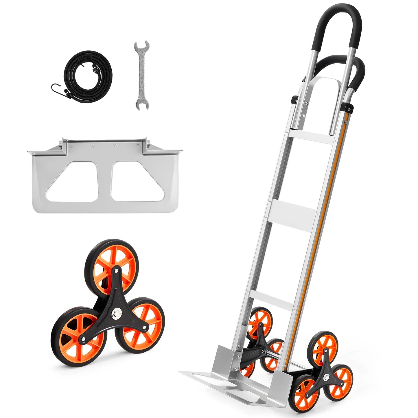 SucceBuy Stair Climbing Cart 330lbs Stair-Climb Capacity Aluminum Alloy Folding Trolley Cart with Handle for Groceries Warehouse