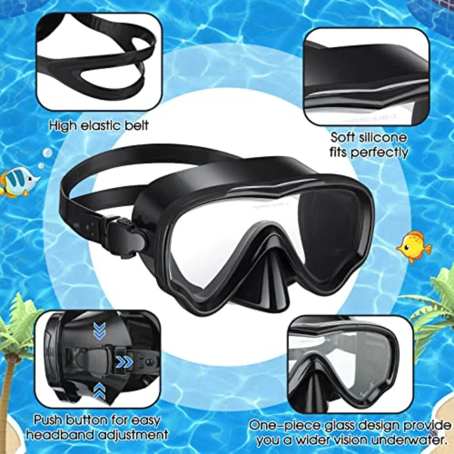 4 Pcs Snorkeling Goggles for Adults Scuba Diving Mask Anti Fog Dive Mask Snorkeling Gear for Men Women Panoramic Swimming Goggl