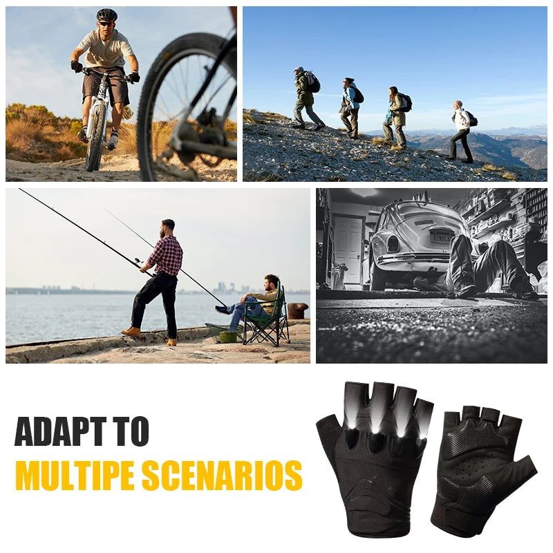 Daywolf LED Gloves for Outdoor Night Hiking and Cycling Green