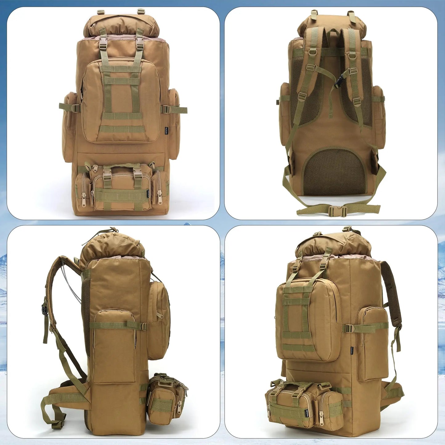 Conquer rugged trails with a versatile 100L MOLLE hiking backpack built for serious outdoor adventures.