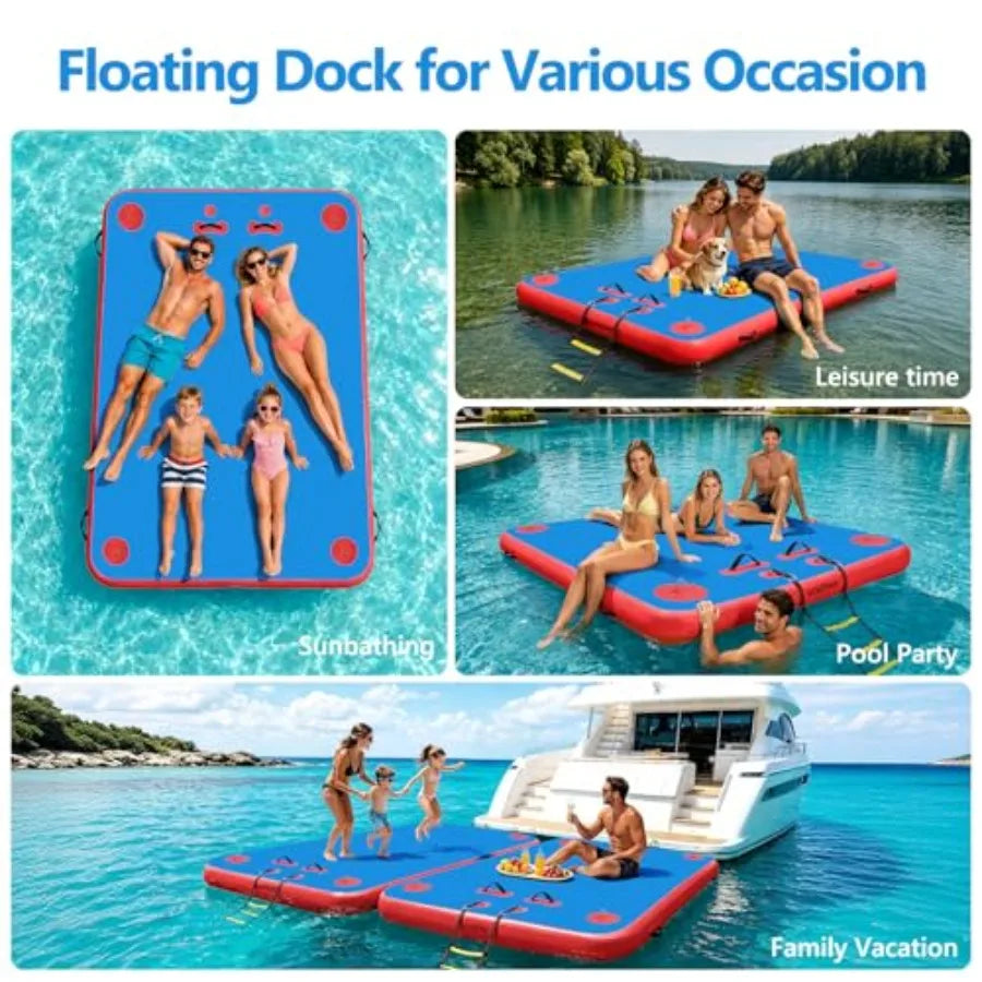 Inflatable Floating Dock Swim Platform for Lakes Lake Floats for Adults Island Raft Mat for Lake Beach Ocean Non-Slip Surface