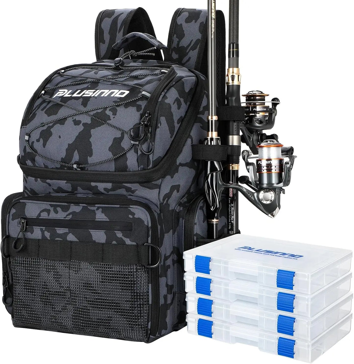 45L Waterproof Fishing Backpack with Cooler & Rod Holders - Large Tackle Storage for Outdoor Sports