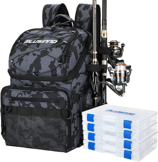45L Waterproof Fishing Backpack with Cooler & Rod Holders - Large Tackle Storage for Outdoor Sports