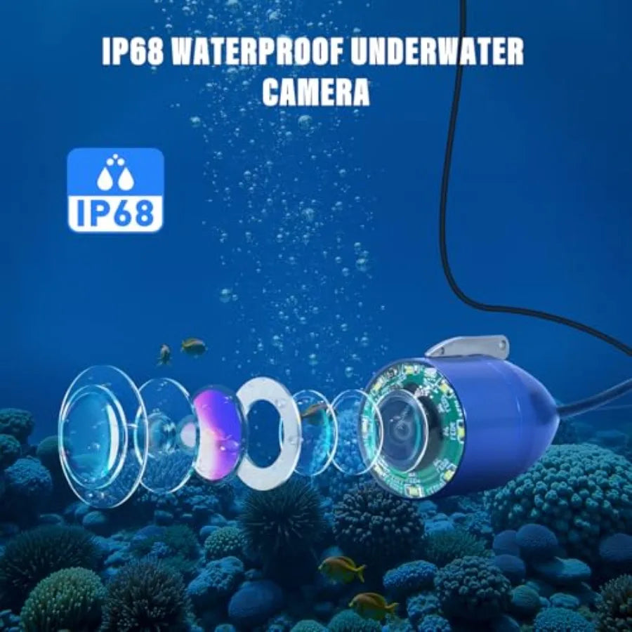 Underwater Fishing Camera IP68 1000TVL with 7 Inch LCD Monitor and 65.62ft Cable