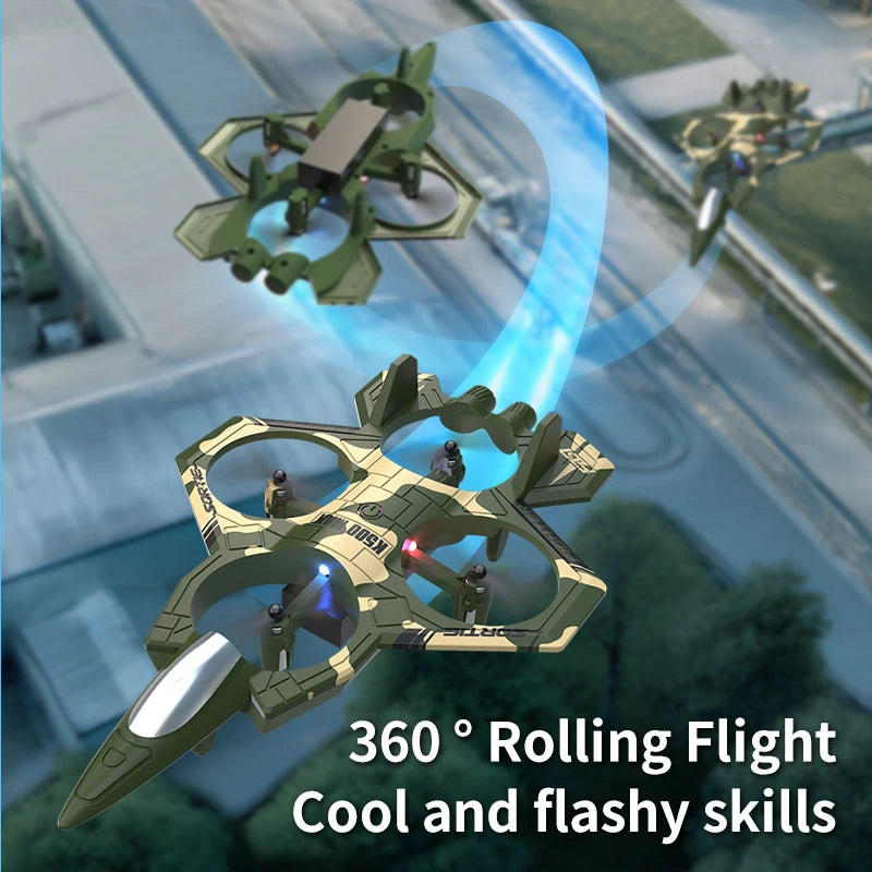K500MAX Glider Flying Helicopter RC Hobby Jet Plane 2.4G Stunt Remote Control Foam Fighter Airplane Toy Drone With Light