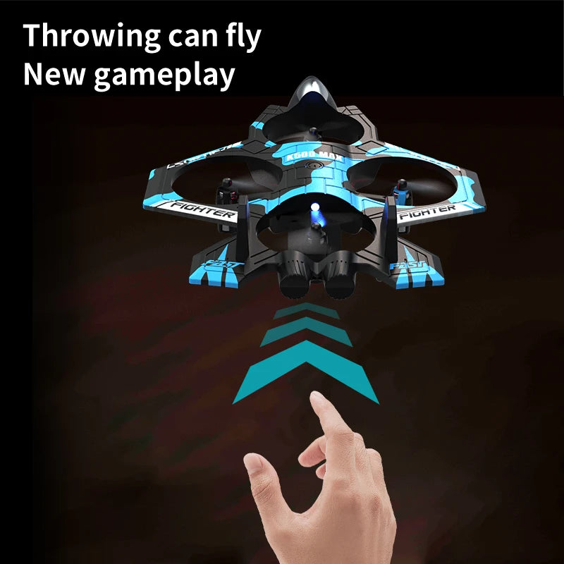 K500MAX Glider Flying Helicopter RC Hobby Jet Plane 2.4G Stunt Remote Control Foam Fighter Airplane Toy Drone With Light