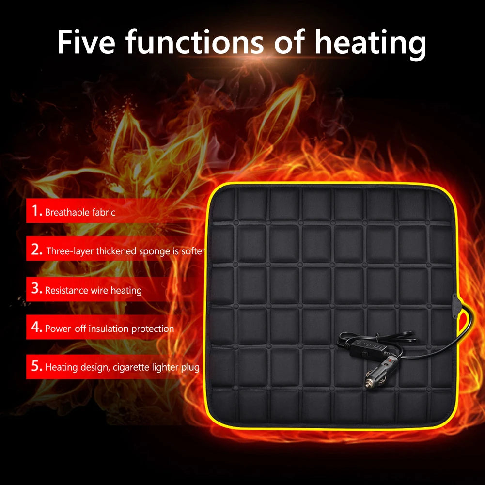12V Car Seat Heated Cover Adjustable Temperature Electric Heating Pads 40W Car Seat Heating Cushion Anti-slip Winter Pad Cushion