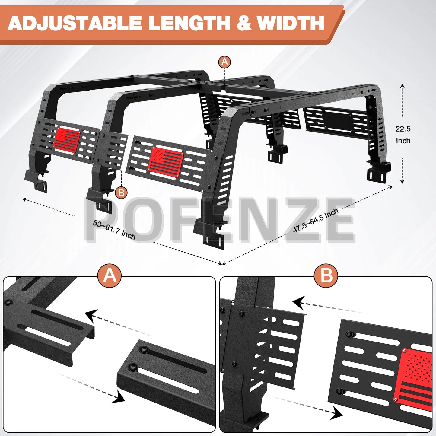Truck Bed Rack for Full-Size Trucks Without Bed Rails Fit Dodge Ram 1500, Chevy Silverado 1500, Ford F-150, Toyota Tundra