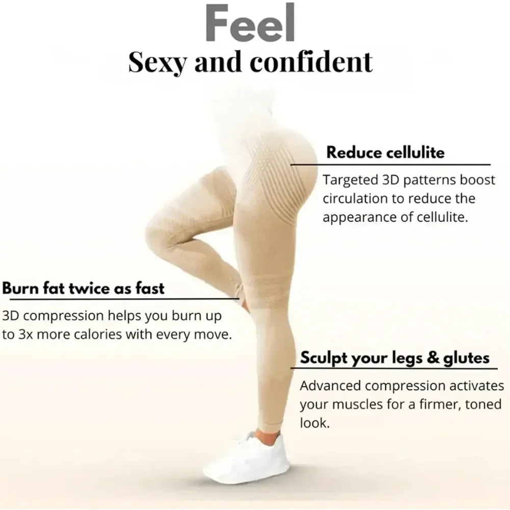 Slimove 3D Cellulite Leggings High Waisted Butt Lifting Tummy Control