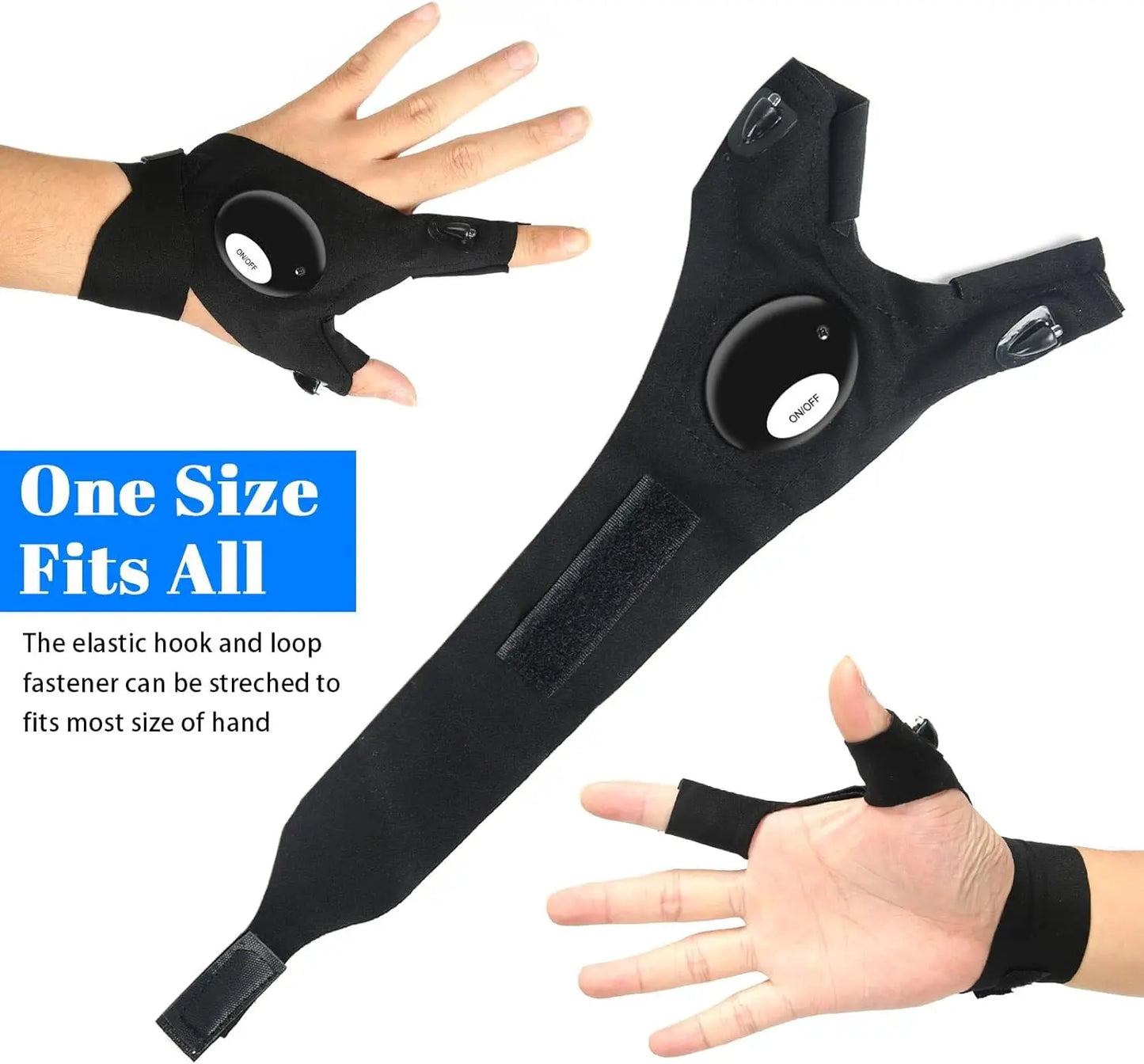 LED Half Finger Gloves For Outdoor Night Fishing And Cycling