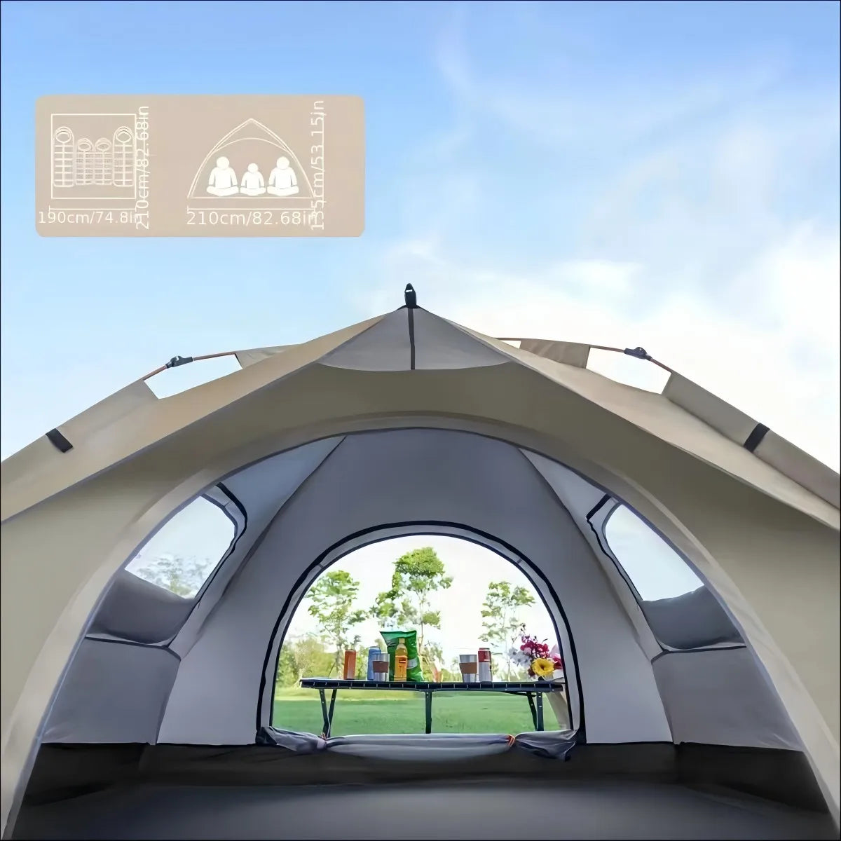 Small Silver Automatic Tent Sunshade Quick Setup Portable Shelter